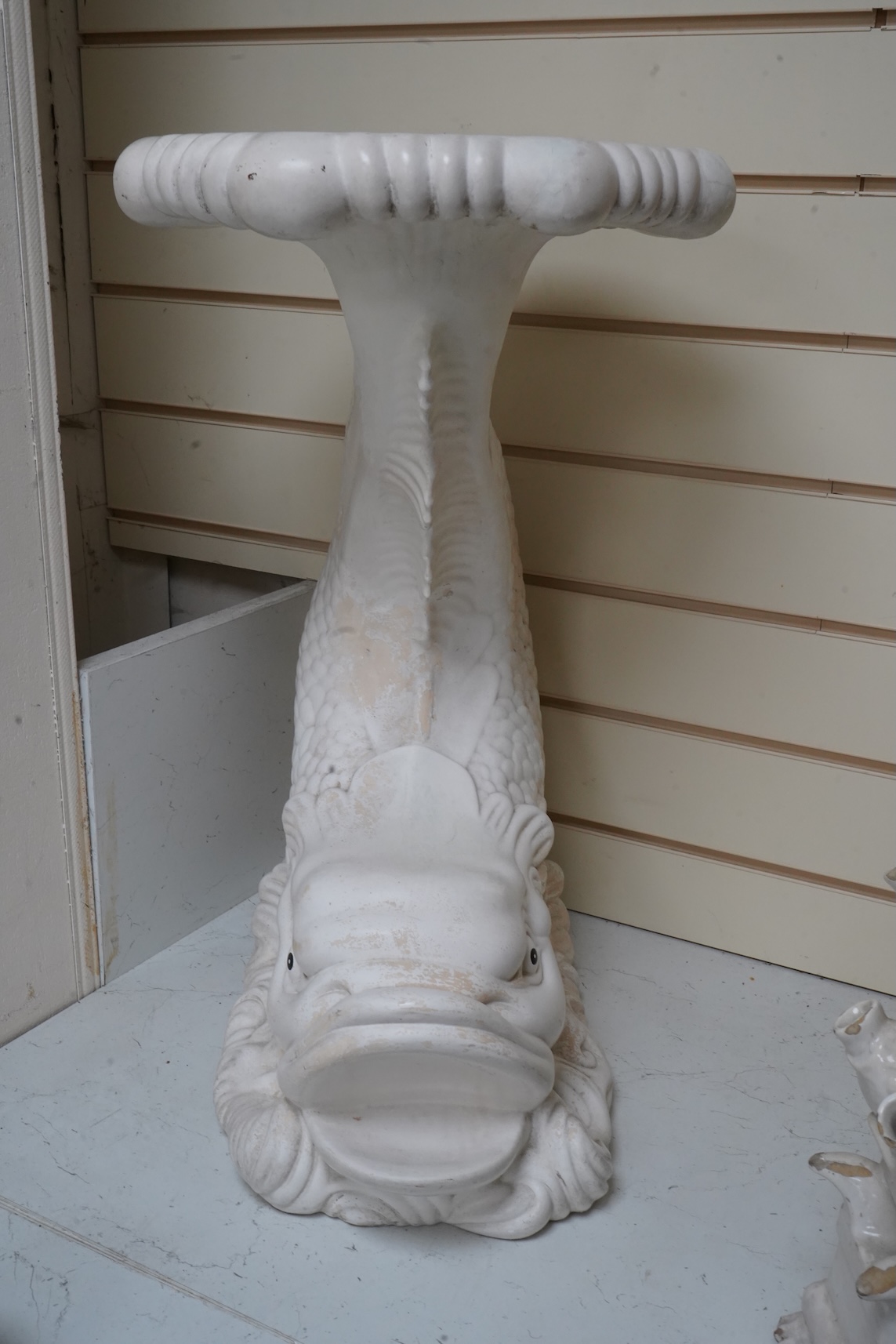 A mixed collection of European studio pottery to include a collection of four tall Italian candlesticks, tallest 58cm, two stoneware plates and a tureen and cover, etc.